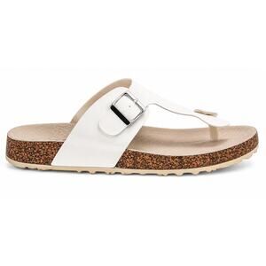 Comfort White Birkis Cork Footbed Thong Sandals Size 10 Buckle Slide Casual Shoe